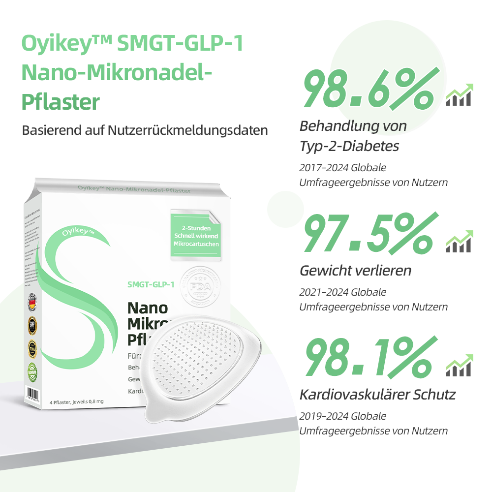 【7 dager for å se resultater】👨⚕️Oyikey®SMGT-GLP-1 Nano mikronålplaster (Painless, langvarig, mot diabetes, fedme og hjerte- og karsykdommer) 🍒